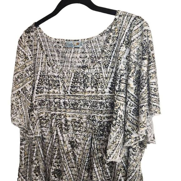 Unity World Wear Flutter Sleeve Yellow Black White Top Size 2X - Picture 6 of 10